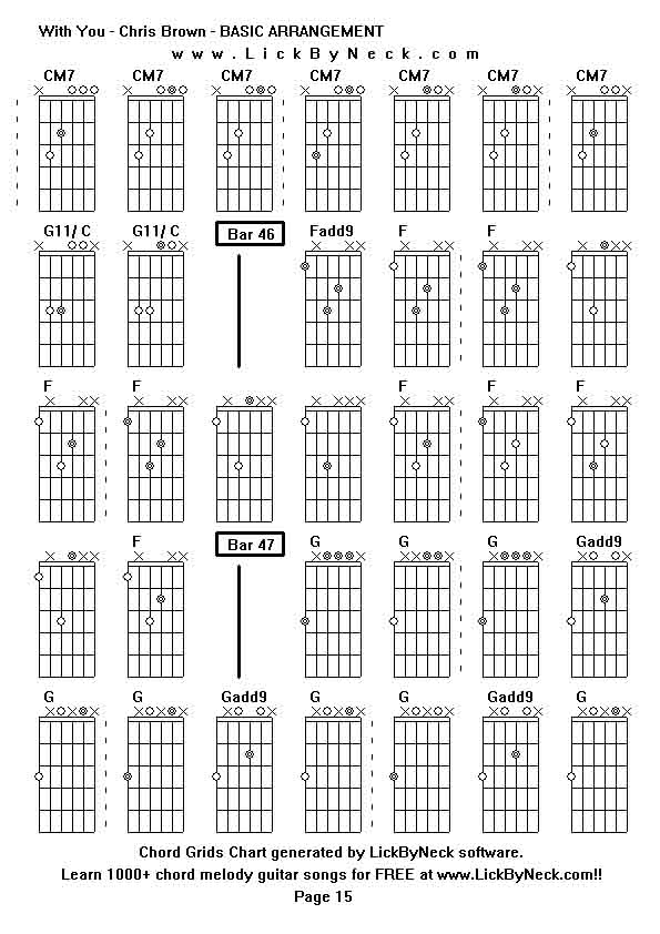 Chord Grids Chart of chord melody fingerstyle guitar song-With You - Chris Brown - BASIC ARRANGEMENT,generated by LickByNeck software.